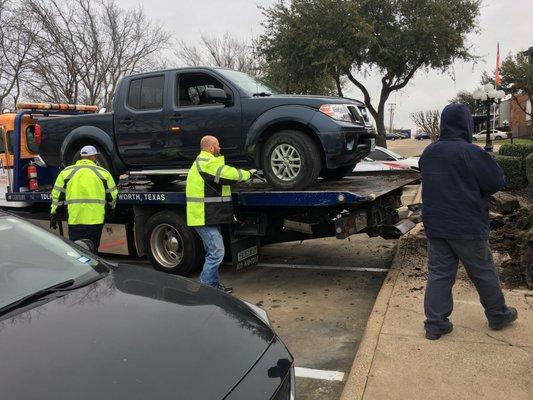 These guys are artists!  We were able to drive our truck away with minor bummer damage.