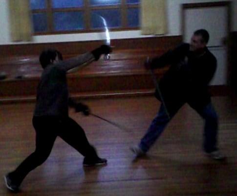 FLASH OF STEEL! two sword steel sparring session.