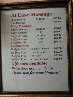 The prices at ease message