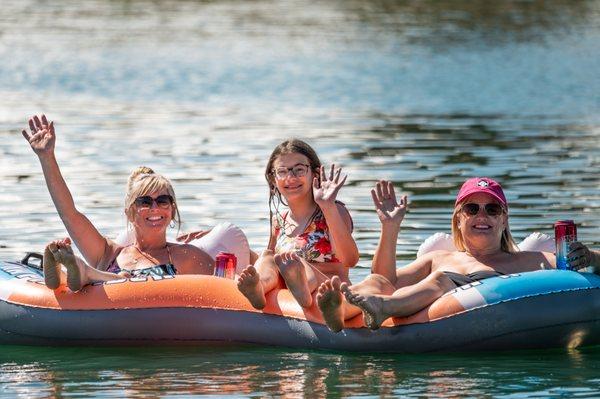 Campers enjoying the water