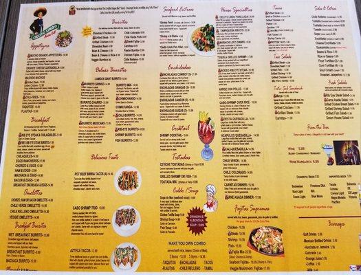 The menu