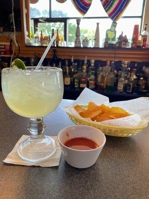 Margarita, chips and salsa