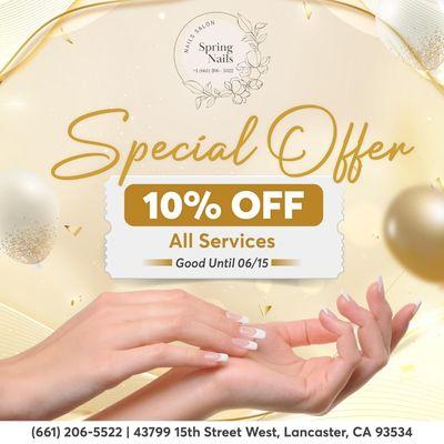 We have 10% off all service