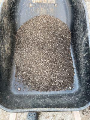 Sifted soil through 1/4" screen