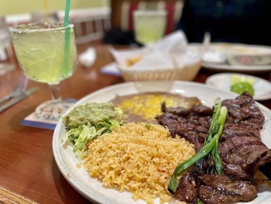 Carne asada plate w/a margarita