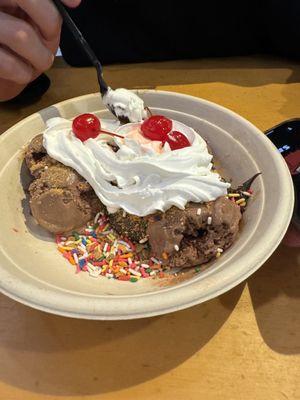 Banana Split with all chocolate ice cream