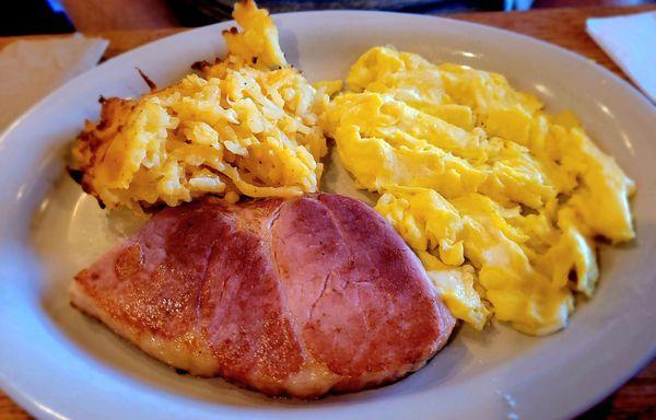 Hashbrown Casserole, Srambled Eggs, and Sweet Ham