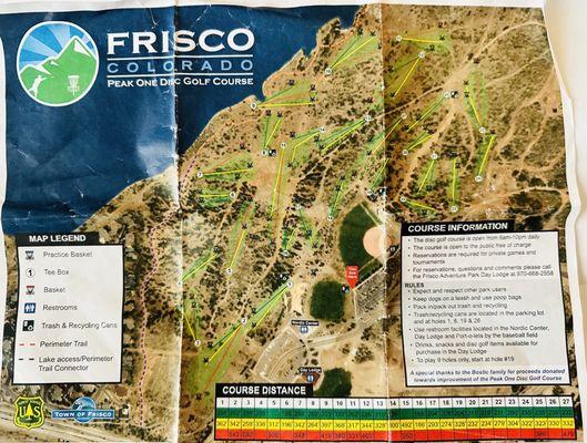 Disc golf course map.