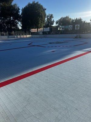 New sport court for hockey rink. It's beautiful