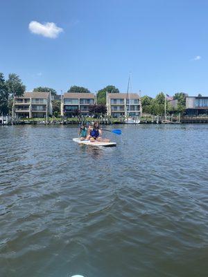 Kids on the rental SUP.