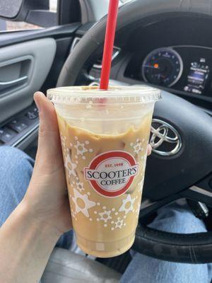 Iced white mocha with oat milk