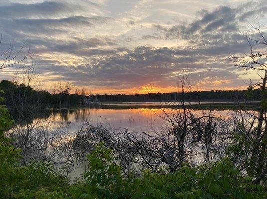 A beautiful sunset over the one of the two lakes.