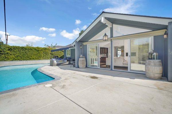 Patio sliding doors and transom windows (outside view)