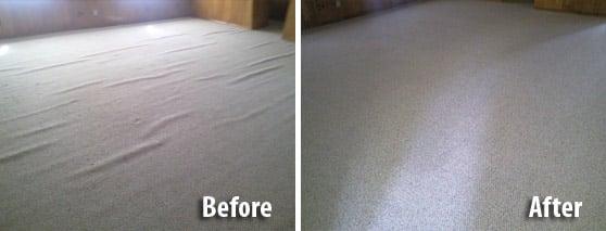 Common carpet buckling before and after certified stretching