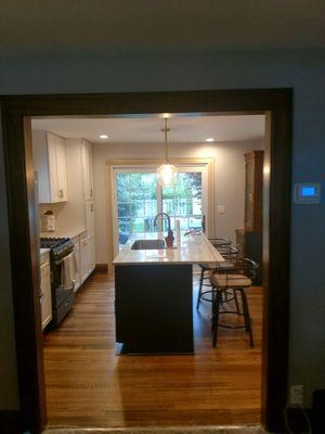 Lakewood dining room to kitchen conversion with patio door