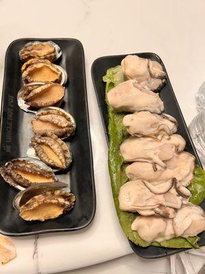 Abalone, fresh oysters