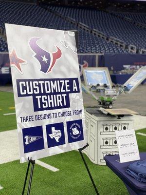 Live screen printing with the Houston Texans for Family Field Day Event