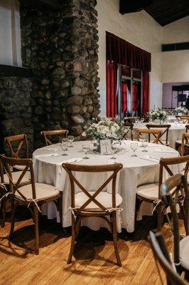 Glasses, linens and chairs all rented from Cynthia Brooks. The day of crew set everything up perfectly!