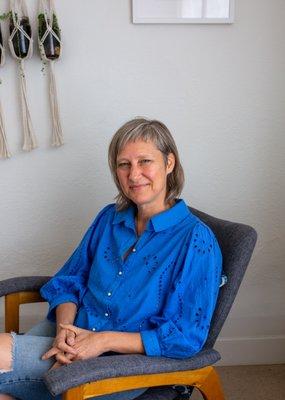 Cynthia Banks enjoys a quiet moment in our sweet West Oakland office.