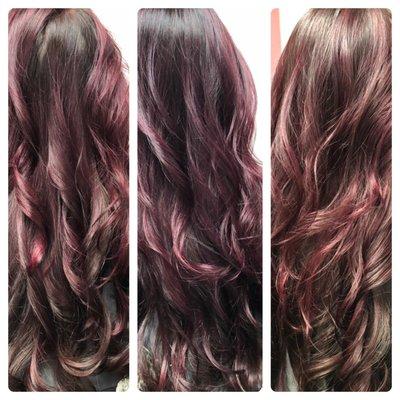 JOICO and Paul Mitchell colors used to create this red violet with a hint of magenta