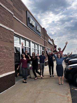 Enjoying our sunnies outside the office!