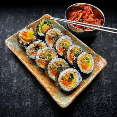 Cheese Kimbap and salted squid