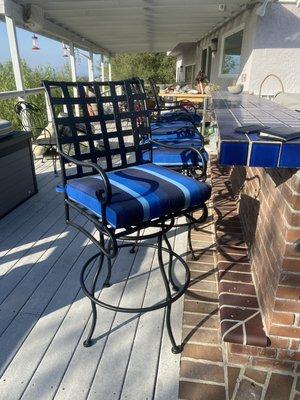 OW Lee Classico Barstools completely refinished with new Sunbrella cushions