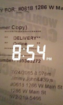 Not so "Freaky Fast".....  8:07 pm - order placed 8:54 pm - order delivered   Worst part....it wasn't even worth the wait. :(