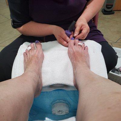 Getting my pedicure.