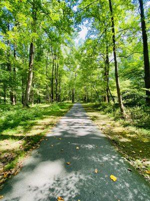 Has paved trail for cycles, running or just walking.