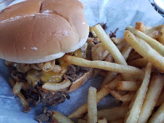 Cheeseburger and fries