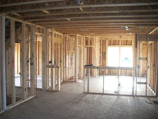 New construction inspection before the drywall is installed.