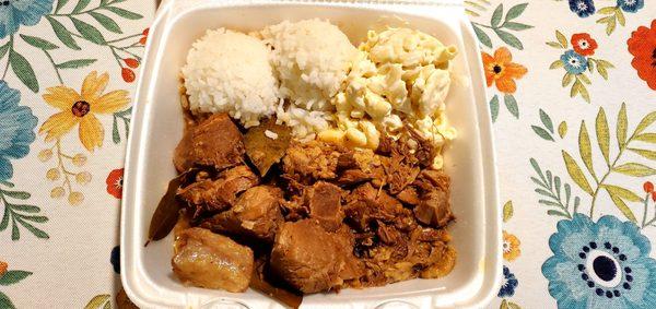 Regular Plate Lunch Pork Adobo Two Scoop Rice and Mac Salad