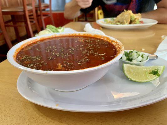 Pozole soup (comes with 1 tostada)