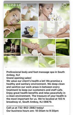 Professional body and foot massage spa!