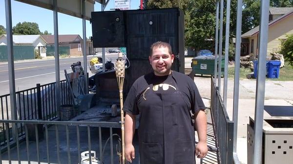 Spiro the BBQ Chef and his giant smoker