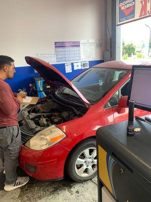 Car being serviced