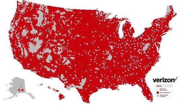 Verizon customer dead zones.  Keep in mind many areas showing coverage are too weak a signal for the ADT Command system to work.