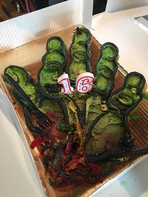 Zombie cupcake cake