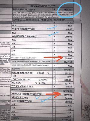 Purchase agreement for thr 3rd vehicle I purchased from Autonation Hyundai 120th.