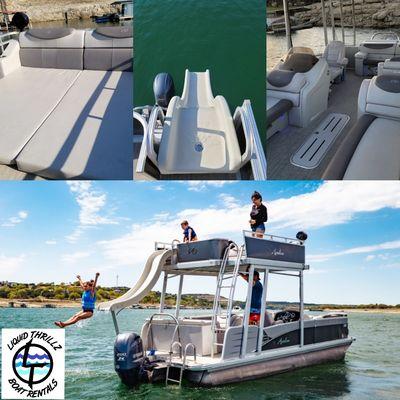 Avalon Double Decker Pontoon both relaxing for parents and tons of fun for the kiddos. Comes with an experienced Captain.