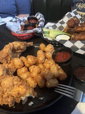 Tots, chicken fingers, wings, sweet potato fries