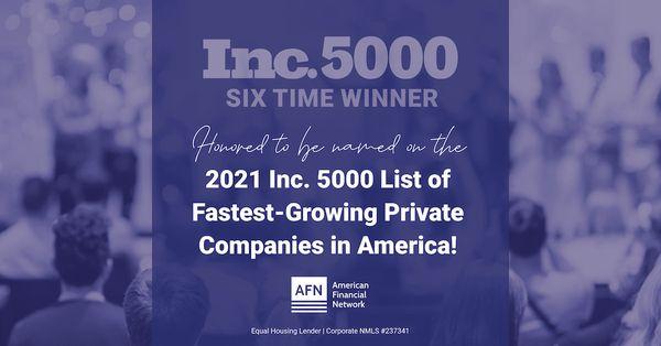 SIX TIME WINNER - 2021 Inc. 5000 Fastest-Growing Private Company