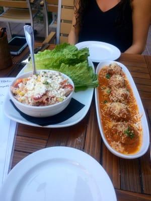 Rosemary chicken lettuce wraps & the meatball appetizer! Both are so delicious