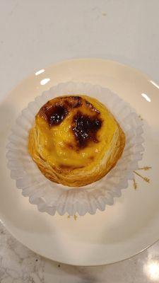 Took 2 egg tarts to go and I am already obsessed. Perfectly creamy, buttery and crunchy.