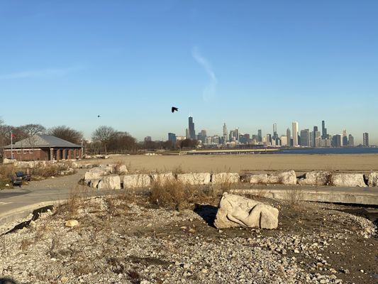 43rd Street Beach facing north.  Is that spec a crow or da fly on Pence's head lol