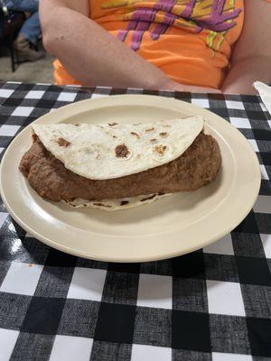 Chorizo and bean taco