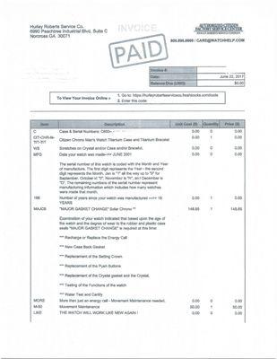 Just to show what you get for the money..."Major Gasket Change" for $148.65.