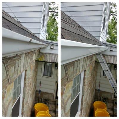 6" Gutter Install At A Customer's Home. Before And After Picture.