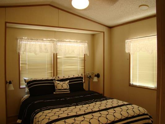 The Bedroom has a nice Ceiling Fan.